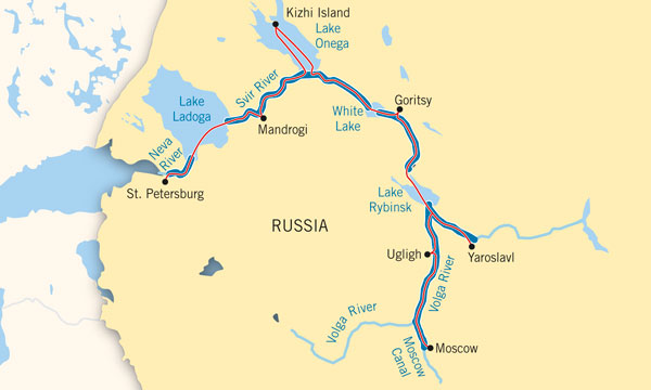 Russia Waterway Cruise Map